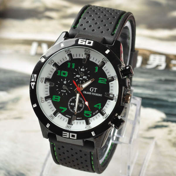 GT 54 GRAND TOURING Silicone Band Quartz Analog Sport Watch (COLOR: WHITEGREEN)