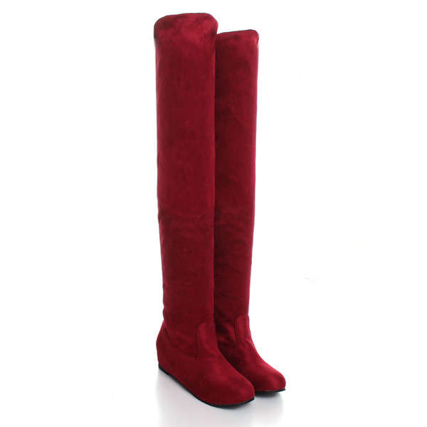 Women Flat Bottom Boots Shoes Over The Knee High Suede Long Boots