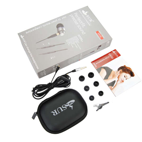 SUR-S530 Deep Bass In-ear Metal Removable Ear Head Earphone With Mic
