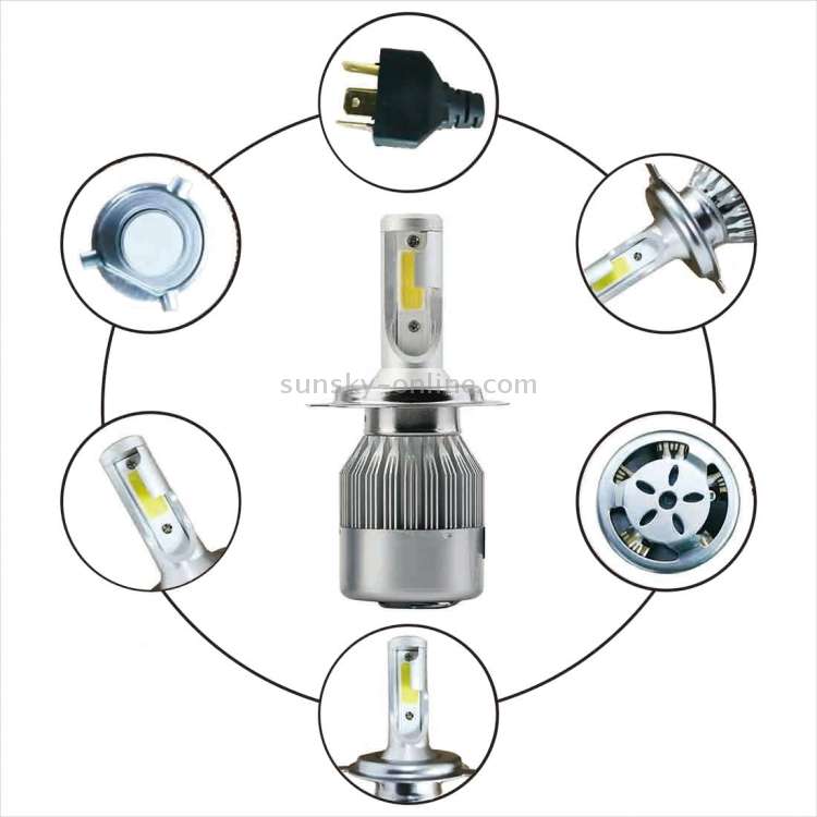 2 PCS C9 H4 18W 1800LM 6000K Waterproof IP68 Car Auto LED Headlight with 2 COB LED Lamps