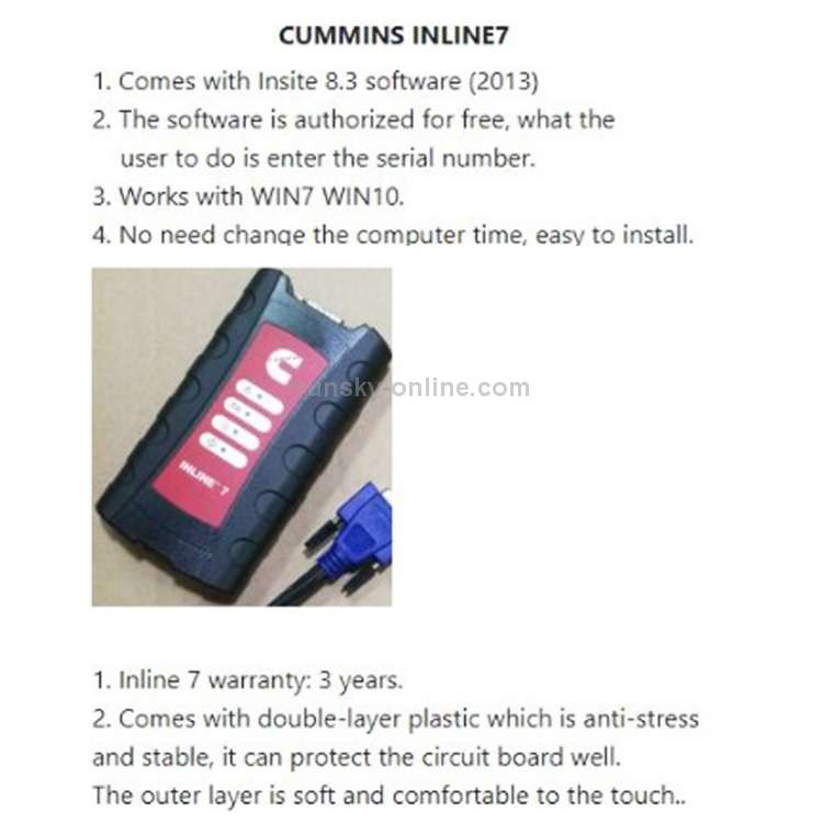 INLINE 7 Data Link Adapter Diagnostic Tool V8.3 Software Truck Scanner for Cummins