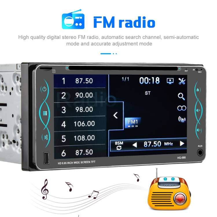 Q3414 6.95 inch Touch Capacitive Screen Car MP5 Player Support FM / Bluetooth