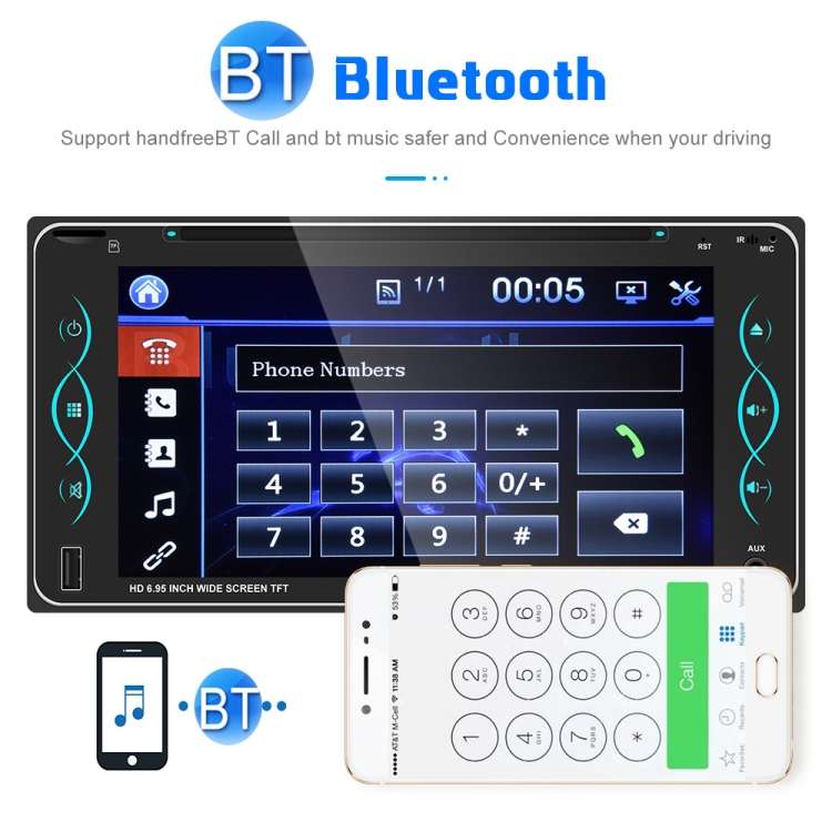 Q3414 6.95 inch Touch Capacitive Screen Car MP5 Player Support FM / Bluetooth
