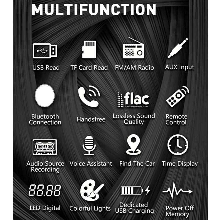 SWM-80B DC12V Car MP3 Support FM / AM & Bluetooth & Mobile Phone Voice Assistant