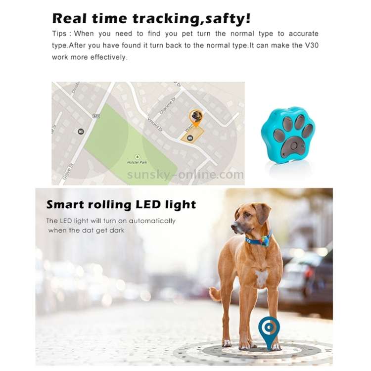 REACHFAR RF-V30 Waterproof IP66 Anti-lost WiFi GSM Smart GPS Tracker for Pet(Gold)