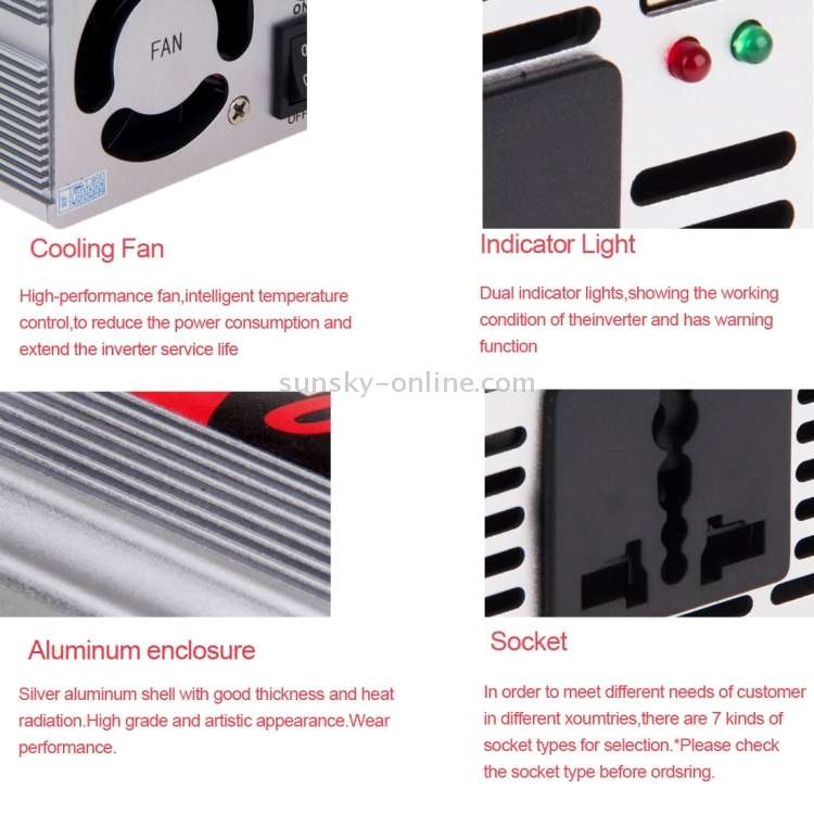SUVPR DY-8103 200W DC 12V to AC 220V Car Power Inverter with 500mA USB Port & Power Socket
