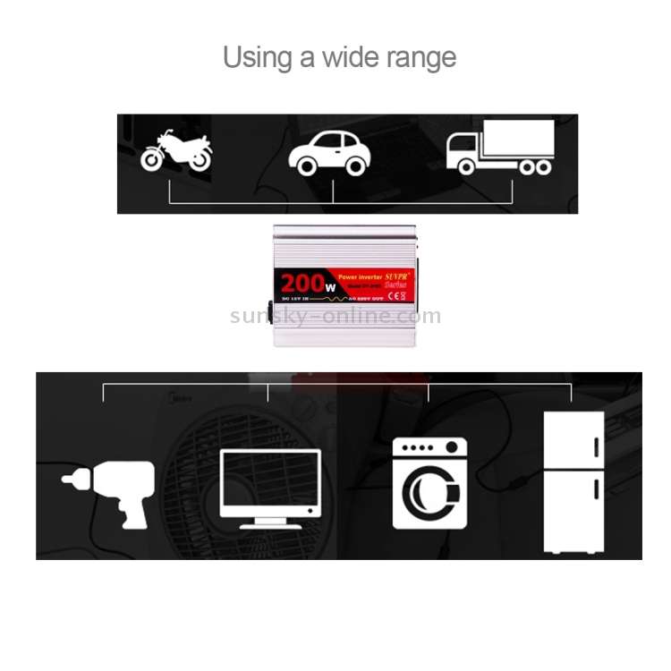 SUVPR DY-8103 200W DC 12V to AC 220V Car Power Inverter with 500mA USB Port & Power Socket