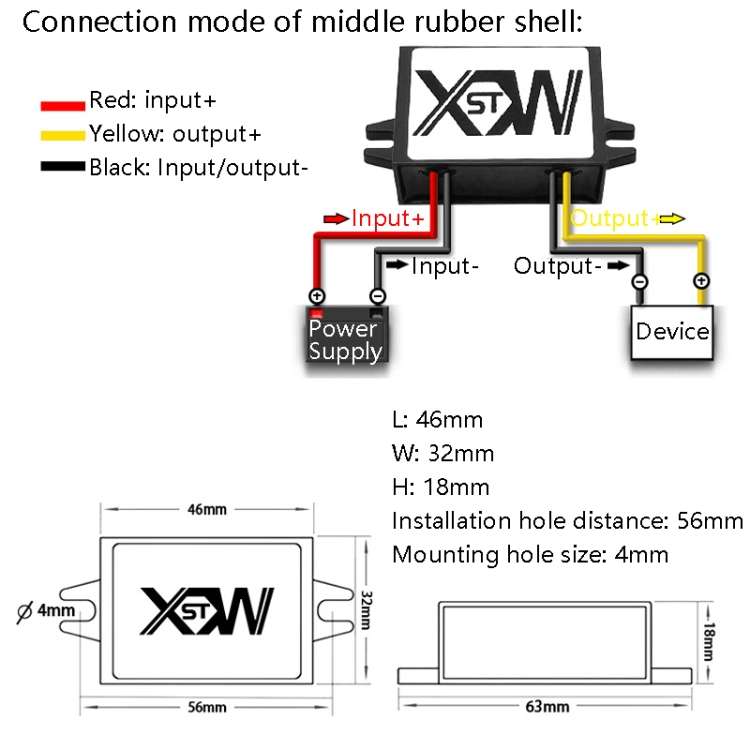 XWST DC 12/24V To 5V Converter Step-Down Vehicle Power Module