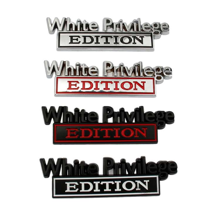 Car Metal Leaf Board Car Logo White Privilege Edition Modified Car Body Sticker Sign