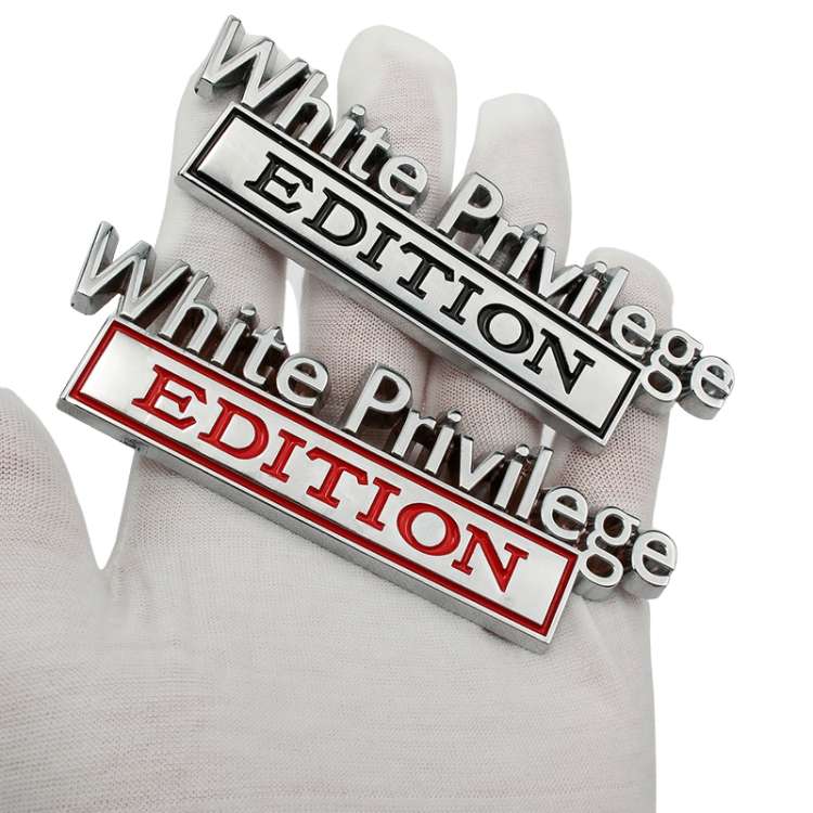 Car Metal Leaf Board Car Logo White Privilege Edition Modified Car Body Sticker Sign