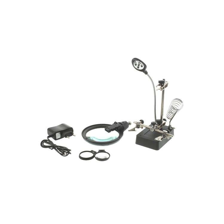 5 LED Auxiliary Clip Magnifier AC/DC Interchangeable Desktop Welding Modelling Tool-3