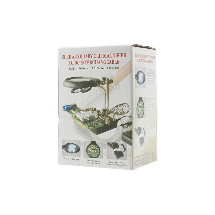 5 LED Auxiliary Clip Magnifier AC/DC Interchangeable Desktop Welding Modelling Tool-9