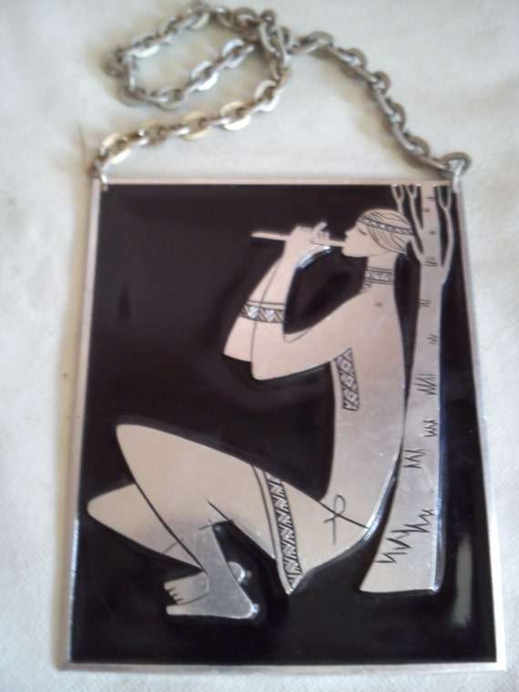 Vintage Folk Art - Minstrel of pipe, aluminum metalwork