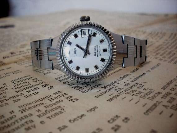 Vintage Women's Bracelet Watch, Ladie's Mechanical Wrist watch LUCH, date