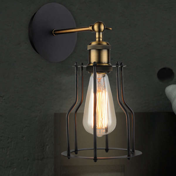 Antique Wrought Iron Wall Light Edison Type Loft Wall Lamp