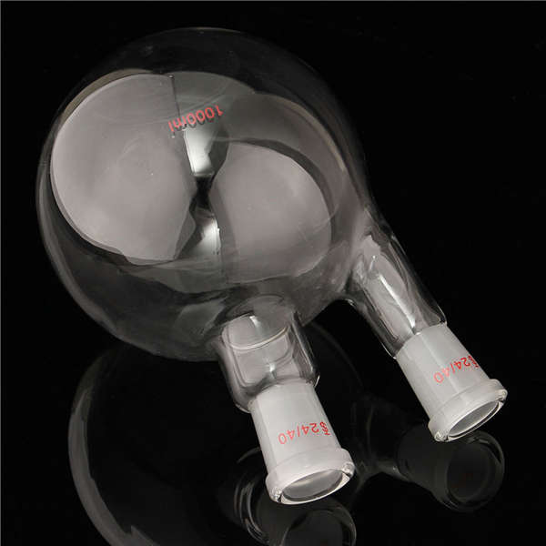1000ml 2 Neck 24/40 Flat Bottom Glass Flask Laboratory Boiling Bottle