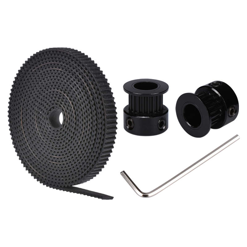 BIQU 2PCS 20 Teeth 5mm Bore GT2 Aluminum Pulley+2mm Rubber Open Belt+Allen Key For 3D Printer