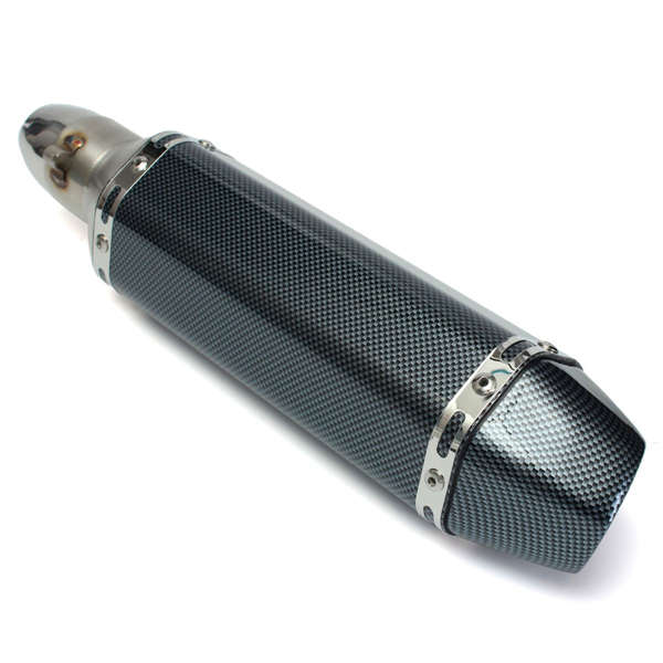 51mm Motorcycle Exhaust Muffler Silencer Pipe System Stainless Steel Carbon Fibers