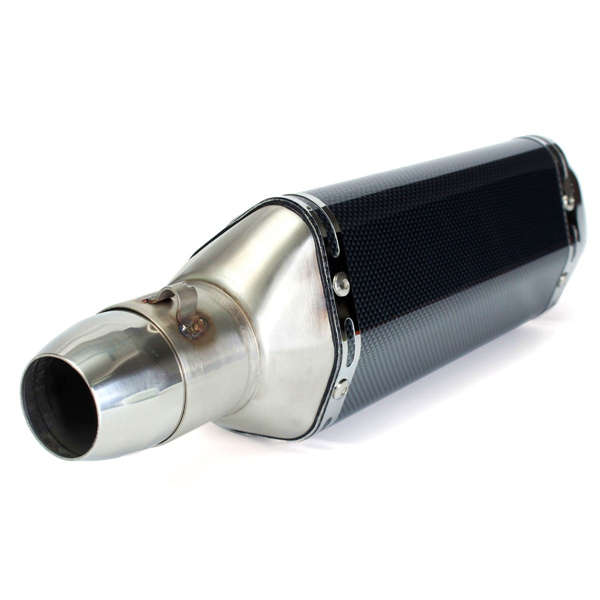 51mm Motorcycle Exhaust Muffler Silencer Pipe System Stainless Steel Carbon Fibers