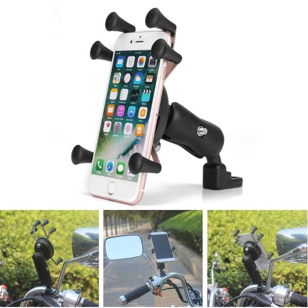 4-6 inches Rearview Mirror X-Shape Mobile Phone GPS Mount Holder Universal Motorcycle MTB Bike