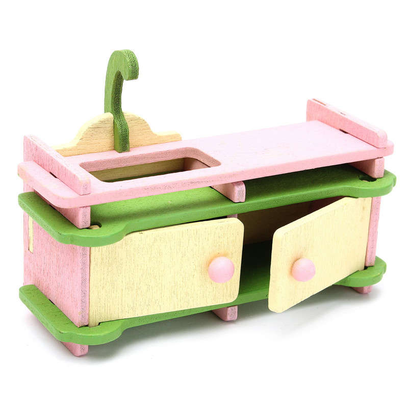 Wooden Furniture Set Doll House Miniature Room Accessories Kids Pretend Play Toy Gift Decor