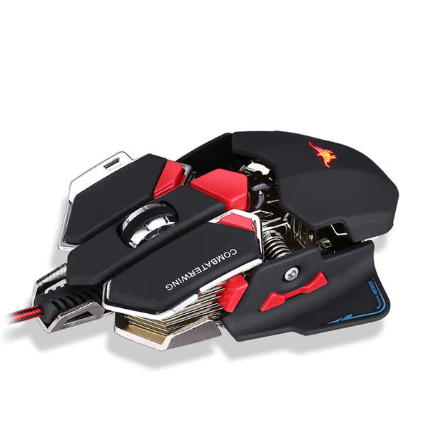 Combaterwing 4800DPI USB Wired Professional Gaming Mouse Programmable 10 Buttons RGB Breathing LED