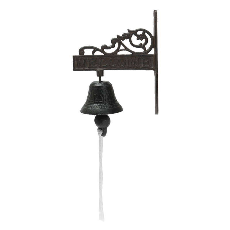 Vintage Rustic Solid Metal Cast Iron Hanging Wall Mounted Welcome Home Doorbell