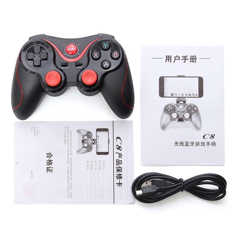 C8 Wireless Bluetooth 3.0 Game Pad Gaming Controller+Holder+Receiver for Android Smart Phone Tablet