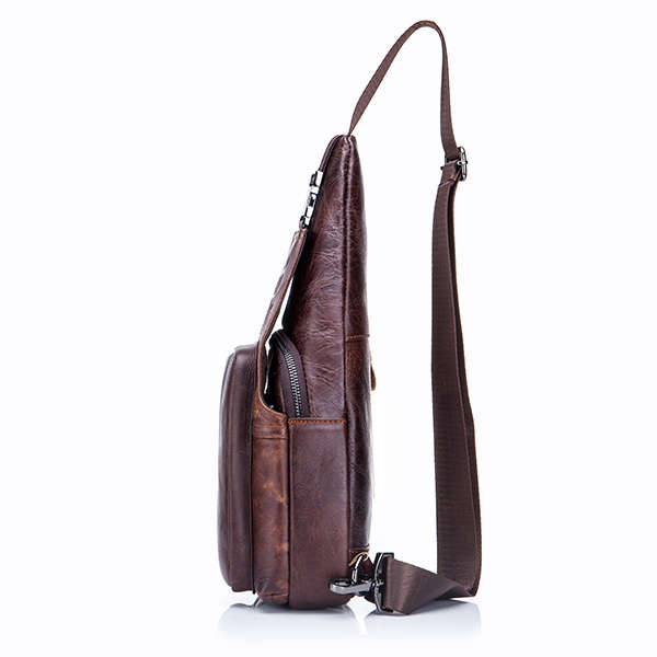 Bullcaptain&reg; Men Leather Chest Bag Vintage Travel Fashion Crossbody Shoulder Bag