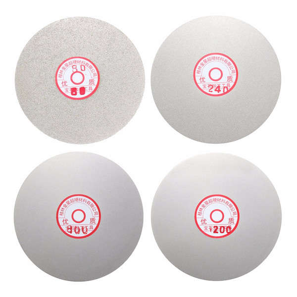 4pcs 6 Inch Diamond Coated Flat Lap Wheel 150mm 80/240/800/120 Grit Grinding Polishing Wheel