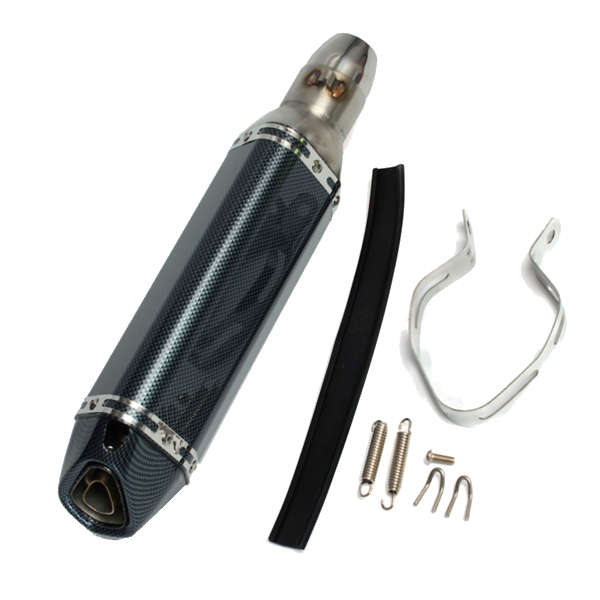 51mm Motorcycle Exhaust Muffler Silencer Pipe System Stainless Steel Carbon Fibers