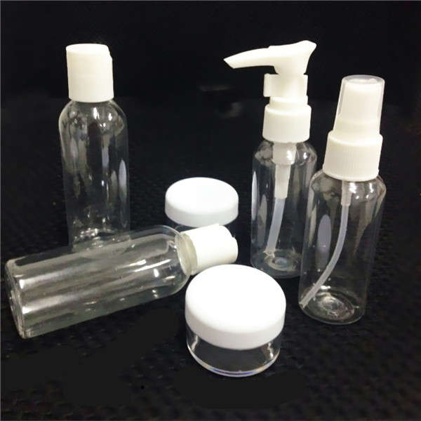 Transparent 6PCS Travel Small Empty Spray Bottle Perfume Lotion Cream Holder Set