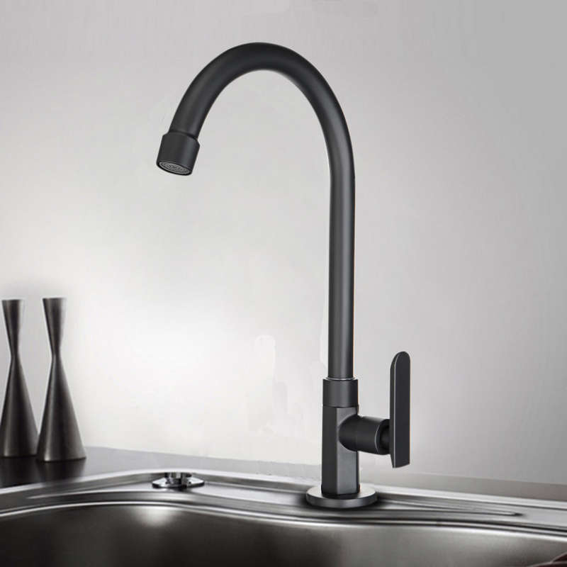 Holmark Black Chrome Modern Kitchen Basin Faucet Solid Brass Spout Swivel Sink Mixer Tap