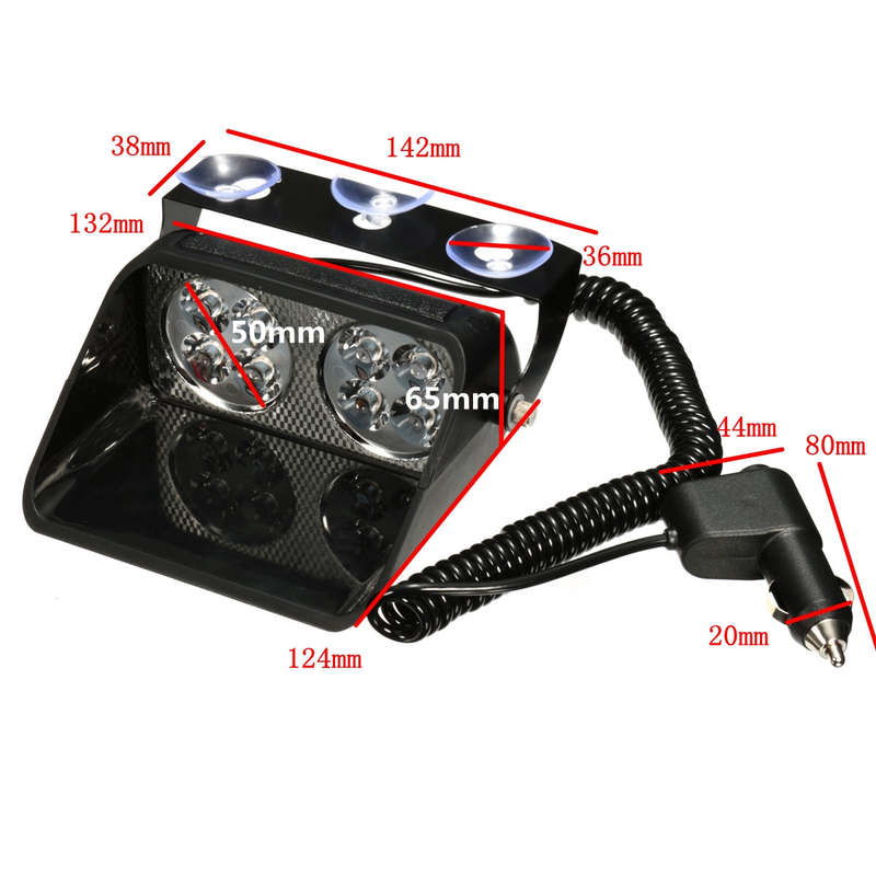 Car Truck Dash Windshield 8 LED Warning Hazard Emergency Strobe Flashing Light