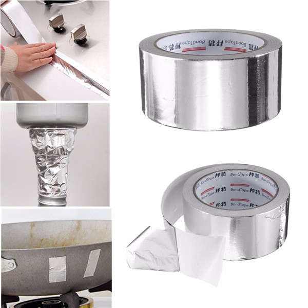 50mm x 25M Silver Aluminum Foil Tape Heat Reflection Self Adhesive Seal Ring Roll Tape