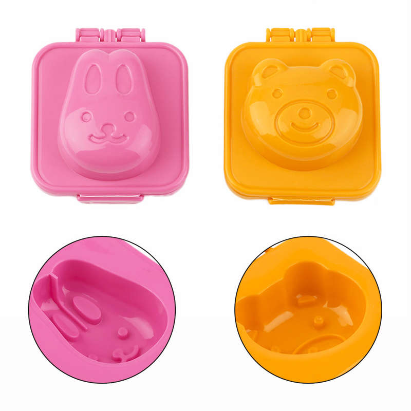 KCASA KC-SM02 2 Pcs/Set Cartoon Bear Rabbit Boiled Egg Rice Mold DIY Bento Sushi Mold Maker Tools