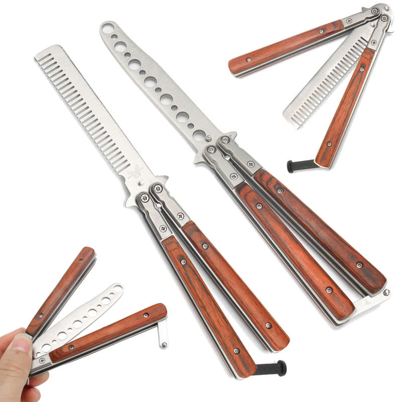 Butterfly Knife Trainning Practice Unsharpened Metal Blade Comb Style Trainer Tool