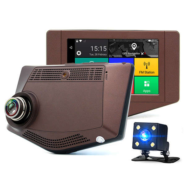 Junsun E25 3G 4.2 Inch Car DVR Camera Android 5.0 GPS Navigation Dual Lens Bluetooth Rear View 1080