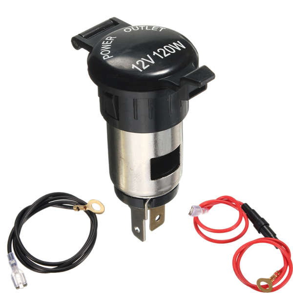 12V 120W Cigarette Lighter Socket Plug Adapter with Cable For Motorcycle Car