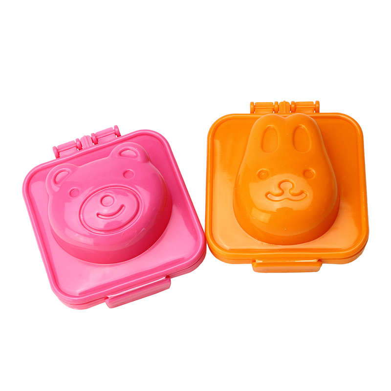 KCASA KC-SM02 2 Pcs/Set Cartoon Bear Rabbit Boiled Egg Rice Mold DIY Bento Sushi Mold Maker Tools