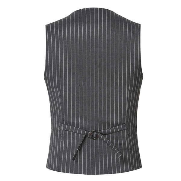 Mens Casual Vertical Stripes Business Slim Short Waistcoats V-neck Dress Suit Vest