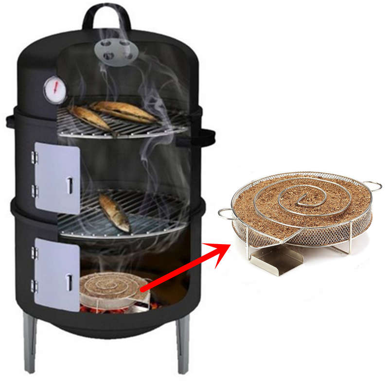 Stainless Steel Wood Chips Grill Basket Smoker Picnic BBQ Cold Smoking Generator Tray