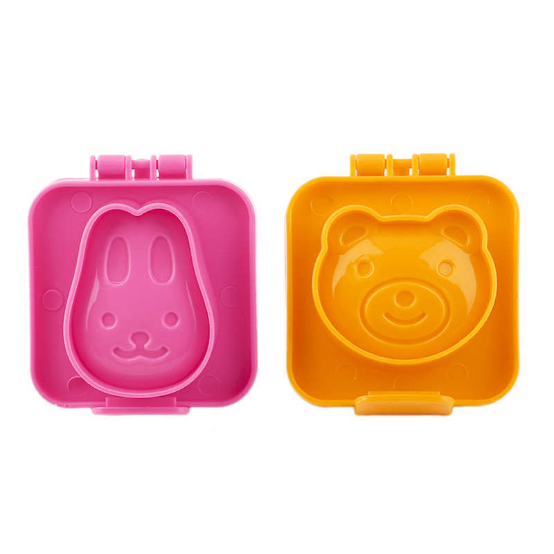 KCASA KC-SM02 2 Pcs/Set Cartoon Bear Rabbit Boiled Egg Rice Mold DIY Bento Sushi Mold Maker Tools