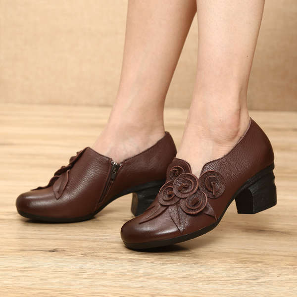 SOCOFY Floral Stitching Casual Soft Sole Short Shoes