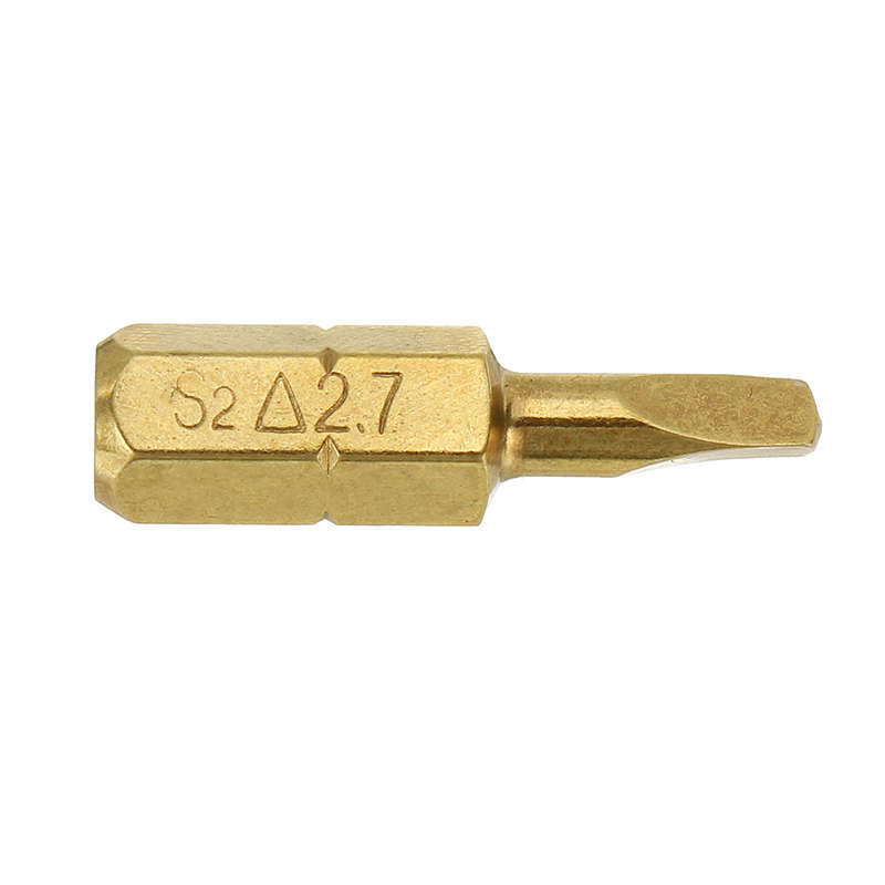 Broppe 4pcs 25mm 1.8-2.7mm Triangle Shaped Screwdriver Bits 1/4 Inch Hex Shank Electroplating Bronze