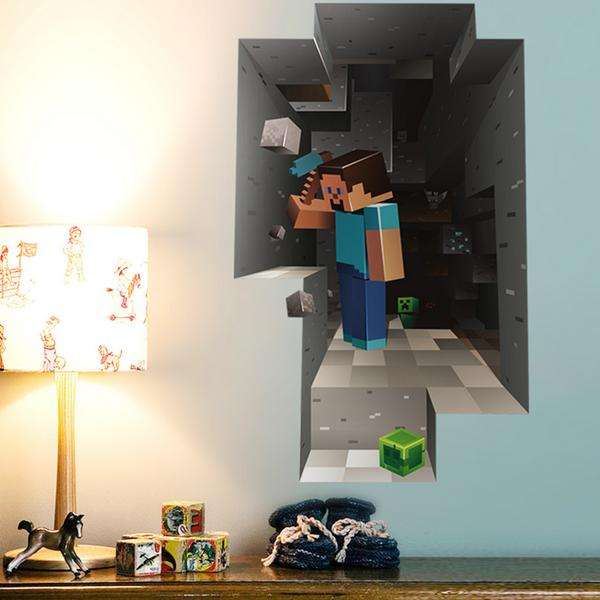 MineCraft Game 3D Dwarf Mining DIY Home Decal Decor Wall Mural Decoration Sticker