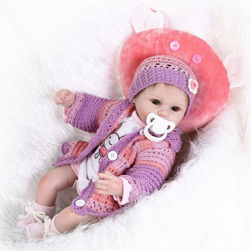 NPK 16 Inch 42cm Reborn Baby Soft Silicone Doll Handmade Lifelike Baby Girl Dolls Play House Toys Bi