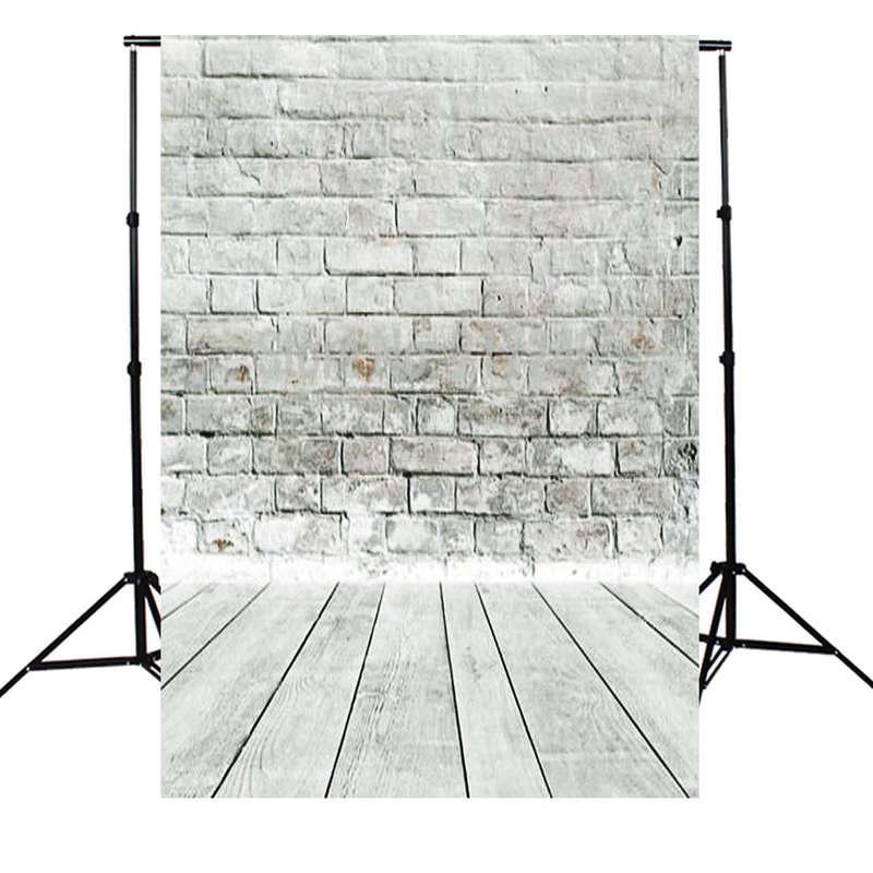 5x7ft White Gray Brick Wall floor Photography Background Backdrop Photo Studio