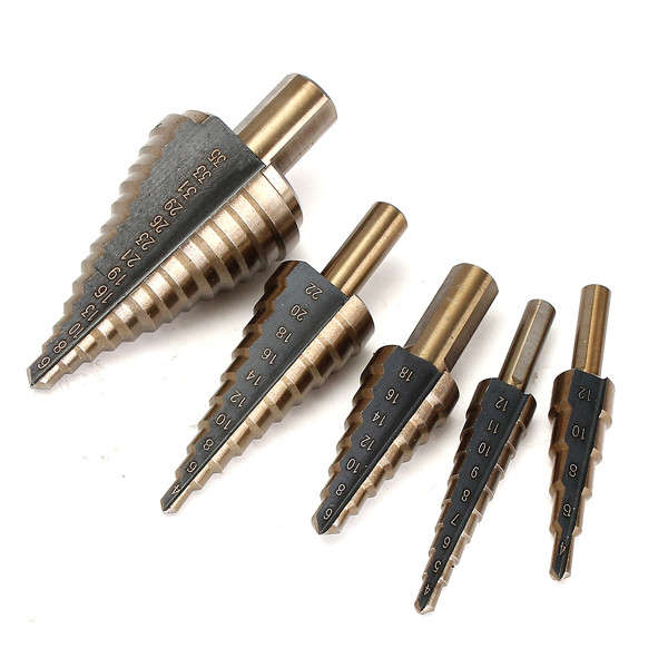 5pcs HSS Round Shank Step Drill Bit Set Pagoda Drill Ladder Drill