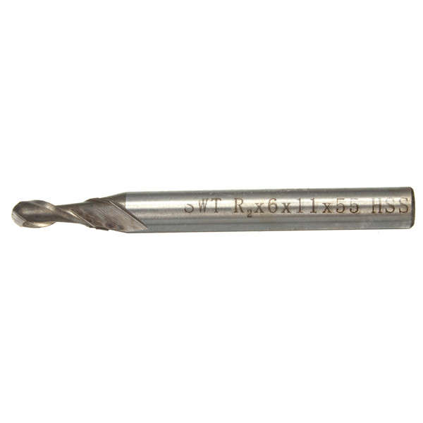 Radius 2mm 2 Flute Ball Nose End Mill CNC Router Bit R2x6x11x55